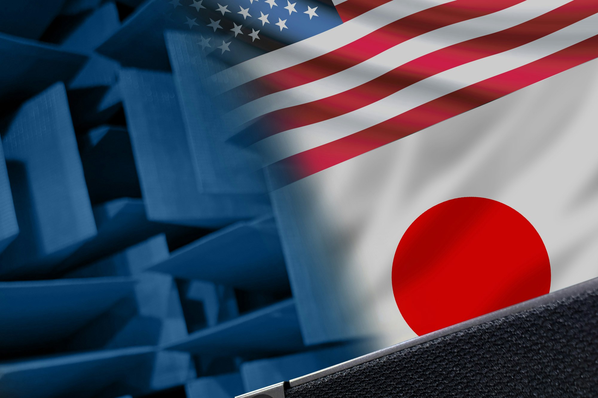 Flexus LP with American and Japanese flags_2000x1333